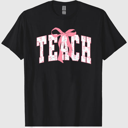 Coquette Bow teach Comfort Color T shirt ColorsÂ®, Teacher Shirts, Teacher Appreciation Gift, Aesthetic teacher Sweatshirt, Back to School Shirt, Pink Bows