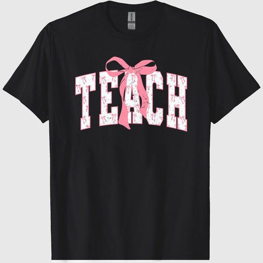 Coquette Bow teach Comfort Color T shirt ColorsÂ®, Teacher Shirts, Teacher Appreciation Gift, Aesthetic teacher Sweatshirt, Back to School Shirt, Pink Bows