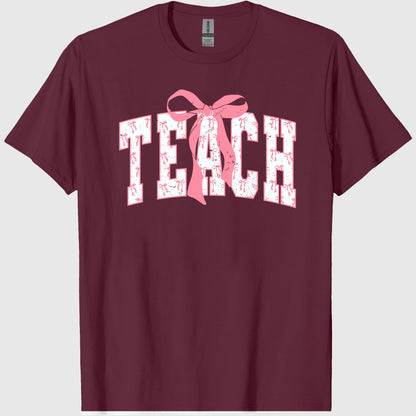 Coquette Bow teach Comfort Color T shirt ColorsÂ®, Teacher Shirts, Teacher Appreciation Gift, Aesthetic teacher Sweatshirt, Back to School Shirt, Pink Bows