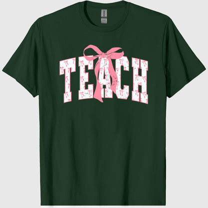 Coquette Bow teach Comfort Color T shirt ColorsÂ®, Teacher Shirts, Teacher Appreciation Gift, Aesthetic teacher Sweatshirt, Back to School Shirt, Pink Bows