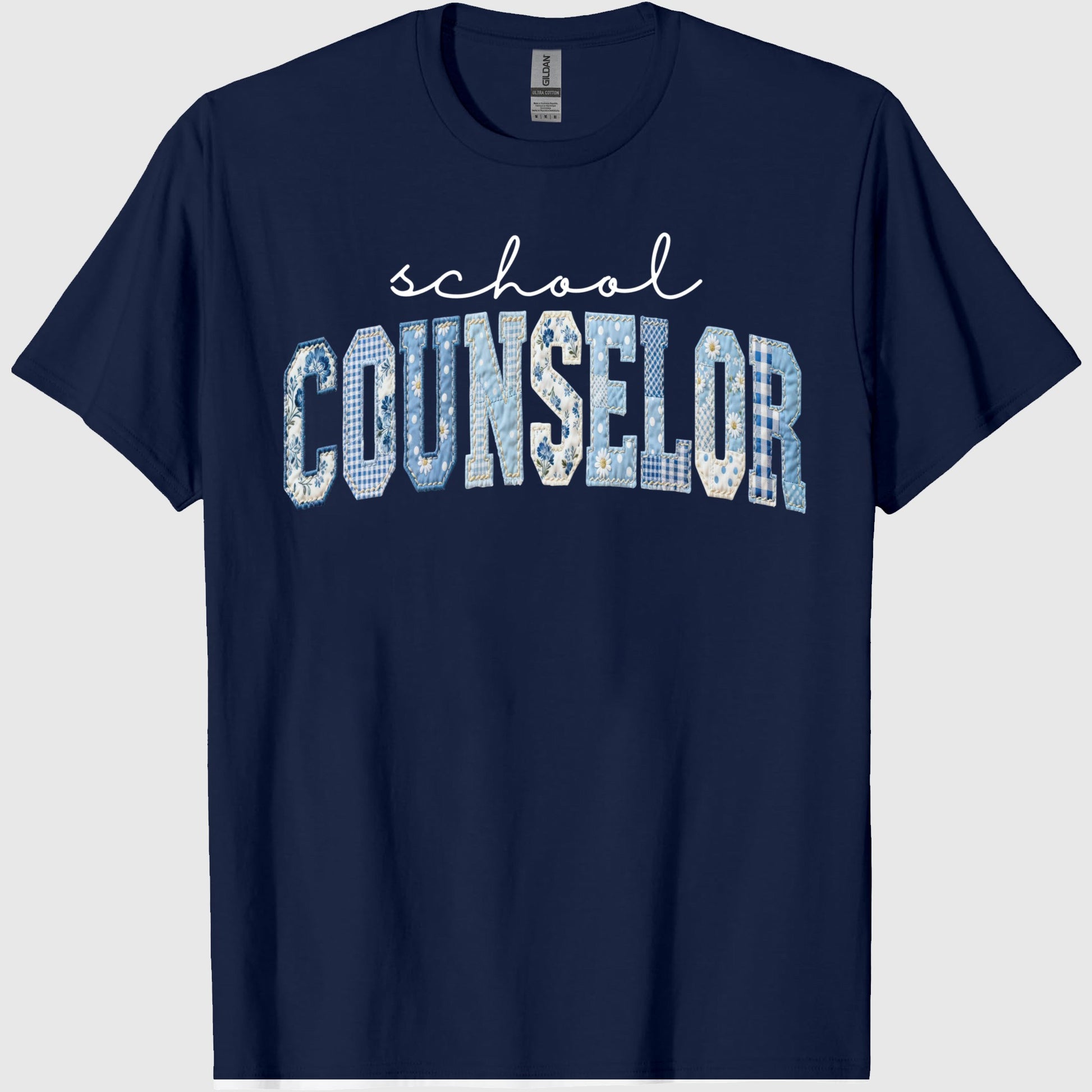 School Counselor Shirt, Faux Patchwork Floral Counselor Tee, Mental Health School Staff Shirt, Back To School Counselor Gift