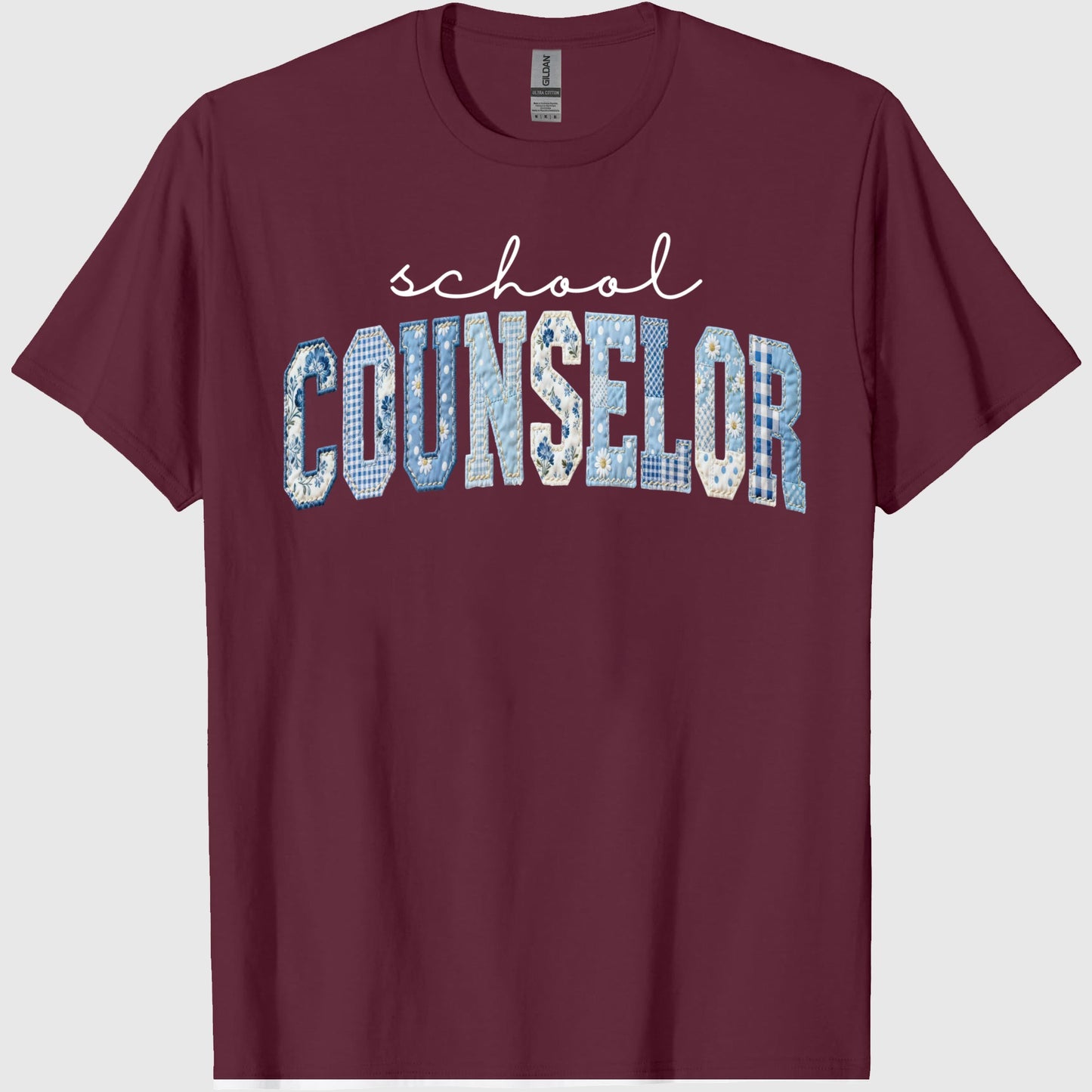 School Counselor Shirt, Faux Patchwork Floral Counselor Tee, Mental Health School Staff Shirt, Back To School Counselor Gift