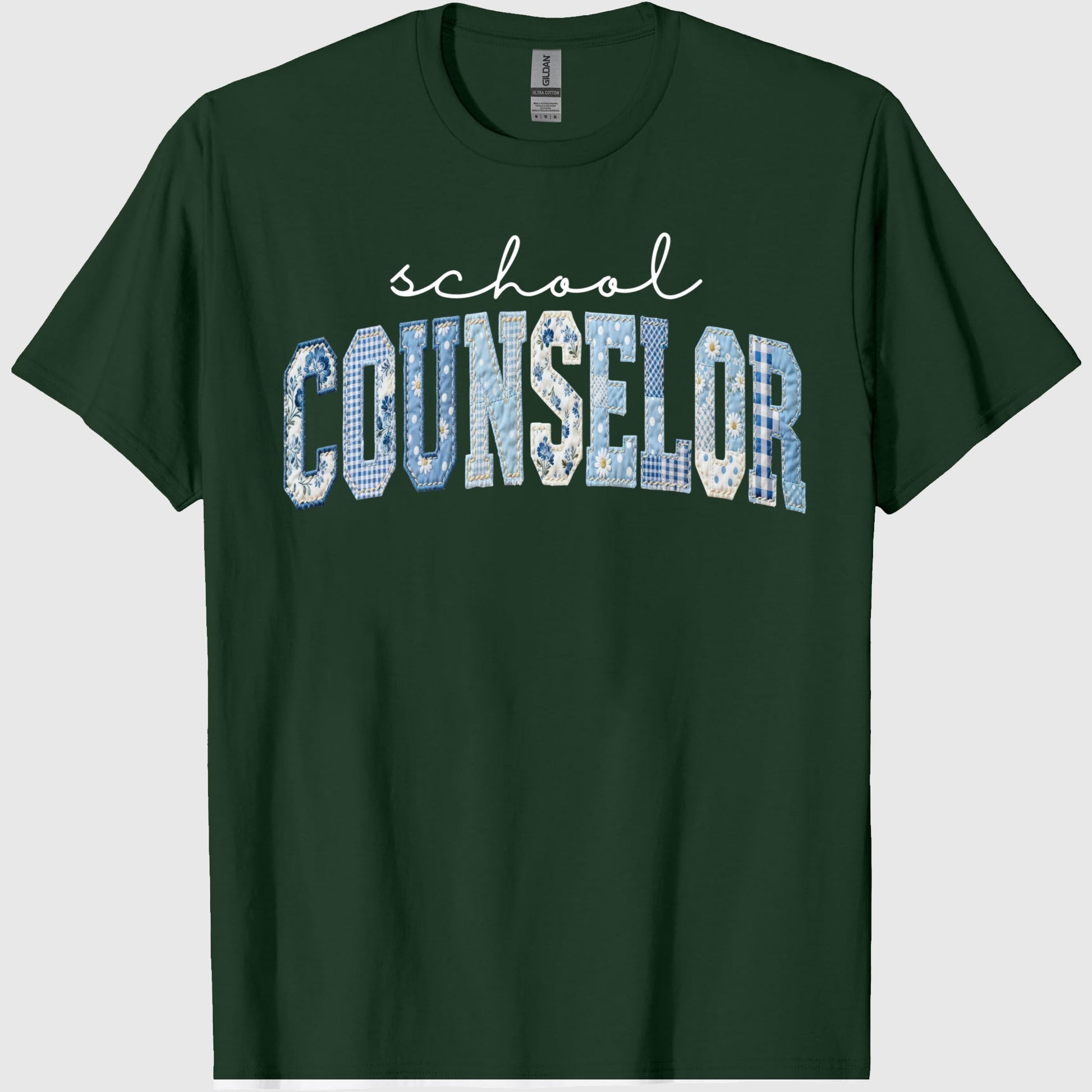 School Counselor Shirt, Faux Patchwork Floral Counselor Tee, Mental Health School Staff Shirt, Back To School Counselor Gift