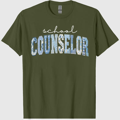School Counselor Shirt, Faux Patchwork Floral Counselor Tee, Mental Health School Staff Shirt, Back To School Counselor Gift
