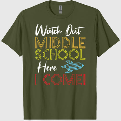 Watch Out Middle School Here I come First Day and Back To School 2019 Classic T-Shirt